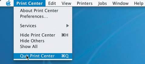 13 Kliknij Print Center (Centrum drukowania), następnie Quit Print Center (Zakończ centrum drukowania).