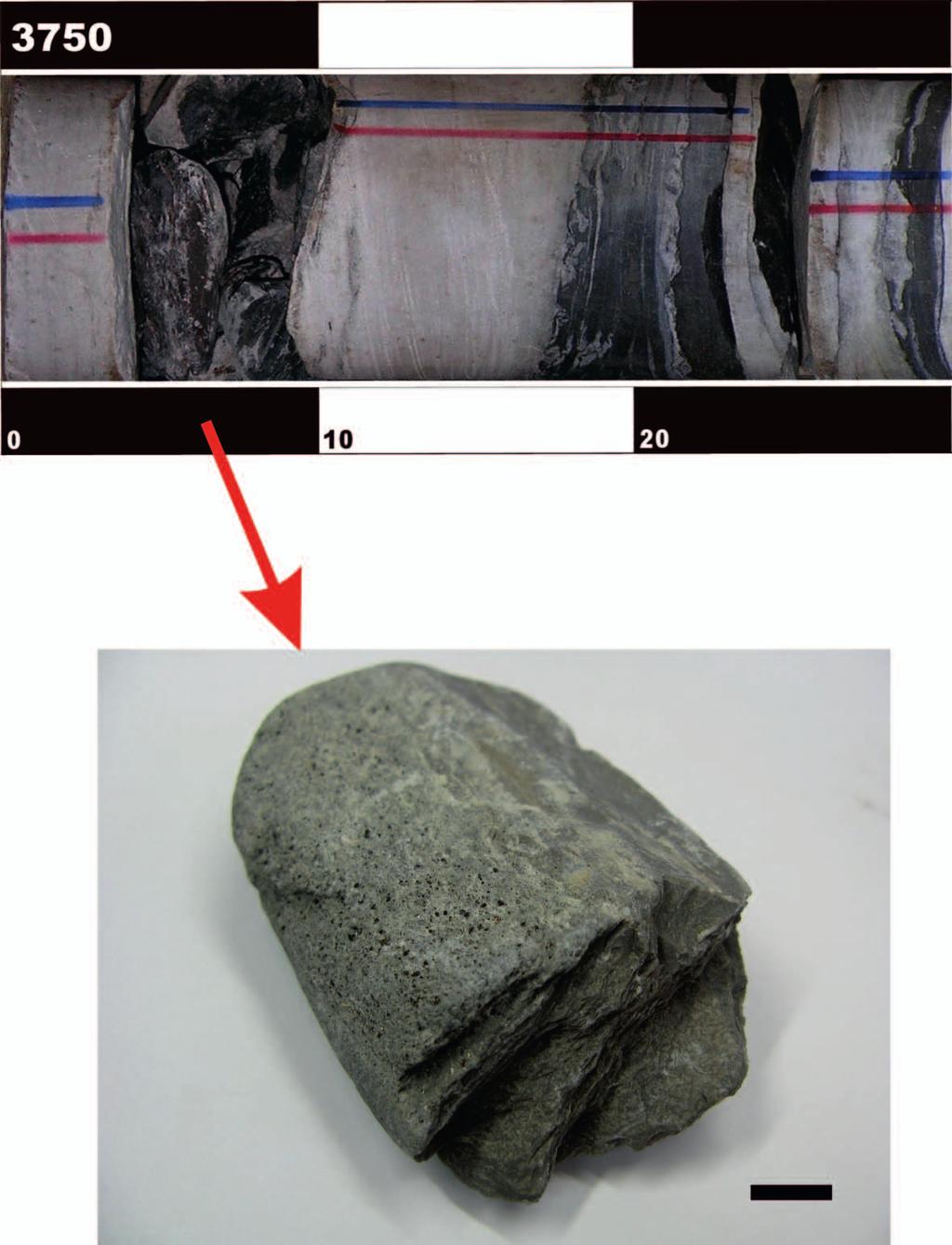 Lokalizacja otworu Borcz-1 (B-1) na tle schematycznej mapki geologicznej Polski Około 3-centymetrowa wkładka materiału piroklastycznego została znaleziona w otworze Borcz-1 (rysunek 1) w obrębie