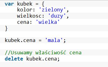 Usuwanie właściwości obiektu Aby usunąć
