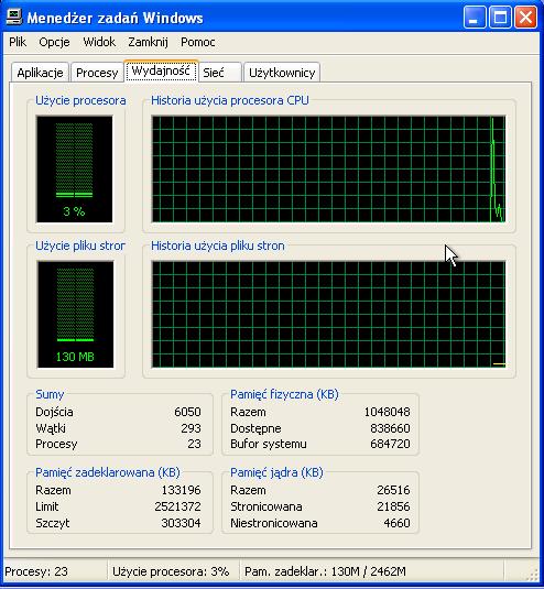 Jaka ilość pamięci fizycznej (K) jest dostępna? Odejmij 10 MB dostępnej pamięci. Przykład: 1410376 10000 = 1400376.