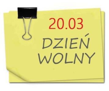 godz. 12.00-13:00 w cztery poniedziałki marca (5,12,19 i 26.03) zajęcia rozpoczną się pół godziny wcześniej - o godz. 11:30. - grupa z godz. 14:30-16:00 w sześć kolejnych poniedziałków (5,12,19, 26.