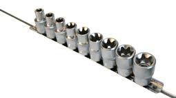 128 Klucze nasadowe i akcesoria nasadki SE-4609E Nasadki TORX E na szynie, 9 cz. cena: 51,94 zł 1/2, TORX, E10-E20, 9 cz.
