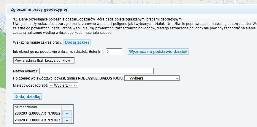 UWAGA!!! Zgłaszając działki z pozycji 9.3.1 prosimy je wybierać w punkcie 13.