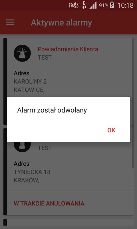 ODWOŁYWANIE ALARMU Z PRAWIDŁOWYM PINEM Użytkownik może odwołać alarm bez PIN u lub z PIN em. Domyślnie mamy ustawiony odwołanie alarmu z PIN em.