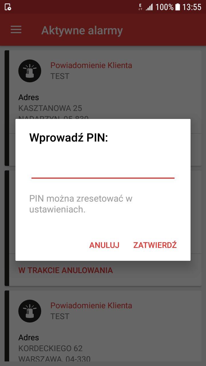 ODWOŁYWANIE ALARMU POD PRZYMUSEM (Z BŁĘDNYM PIN EM) Załóżmy, że użytkownik mamy ustawione