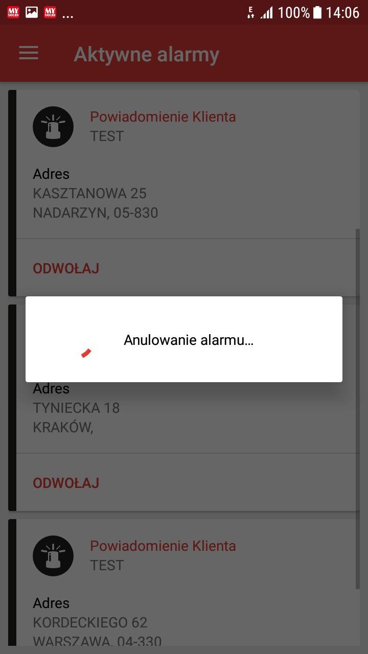 ODWOŁYWANIE ALARMU POD PRZYMUSEM (Z BŁĘDNYM PIN EM) Kolejna druga próba odwołania błędnym PIN em skutkuje komunikatem Dyspozycja przyjęta Oznacza to,że dyspozytor