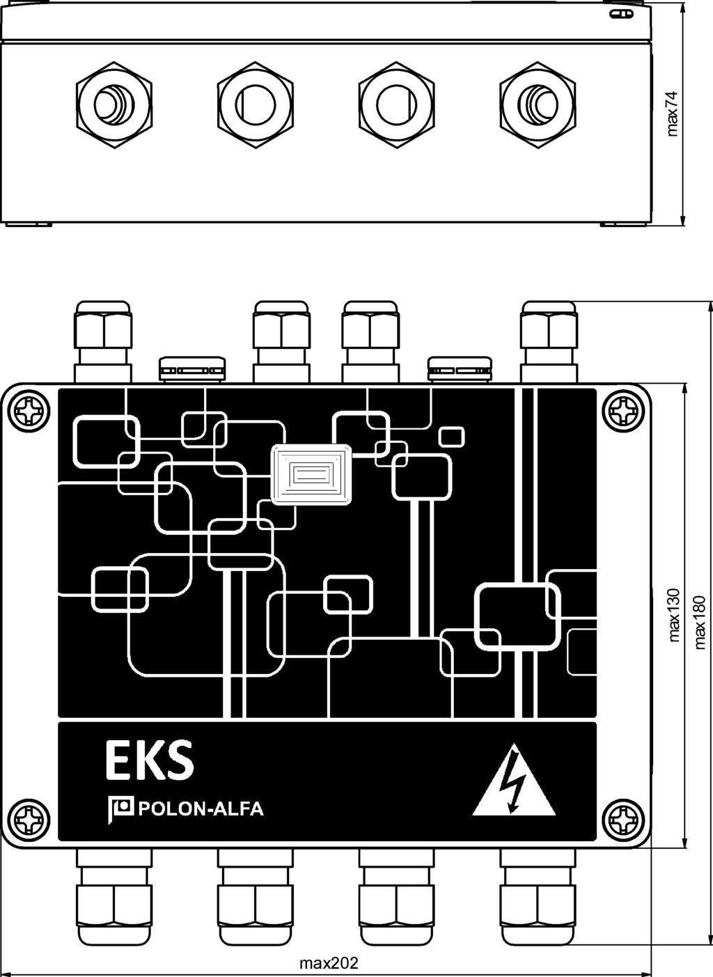 8 IK-E356-001 3. Opis konstrukcji Element kontrolno-sterujący EKS-6222P wykonano w postaci płytki drukowanej wraz z elementami elektronicznymi i zespołem złączy, a całość umieszczono w obudowie.