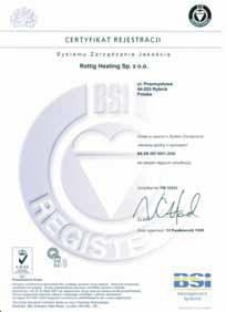 O wprowadzonym w naszej firmie zintegrowanym systemie zarzàdzania jakoêcià i zarzàdzania Êrodowiskowego zgodnym z normami ISO 9001 i ISO 14001 Êwiadczà przyznane przez British Standards Institution