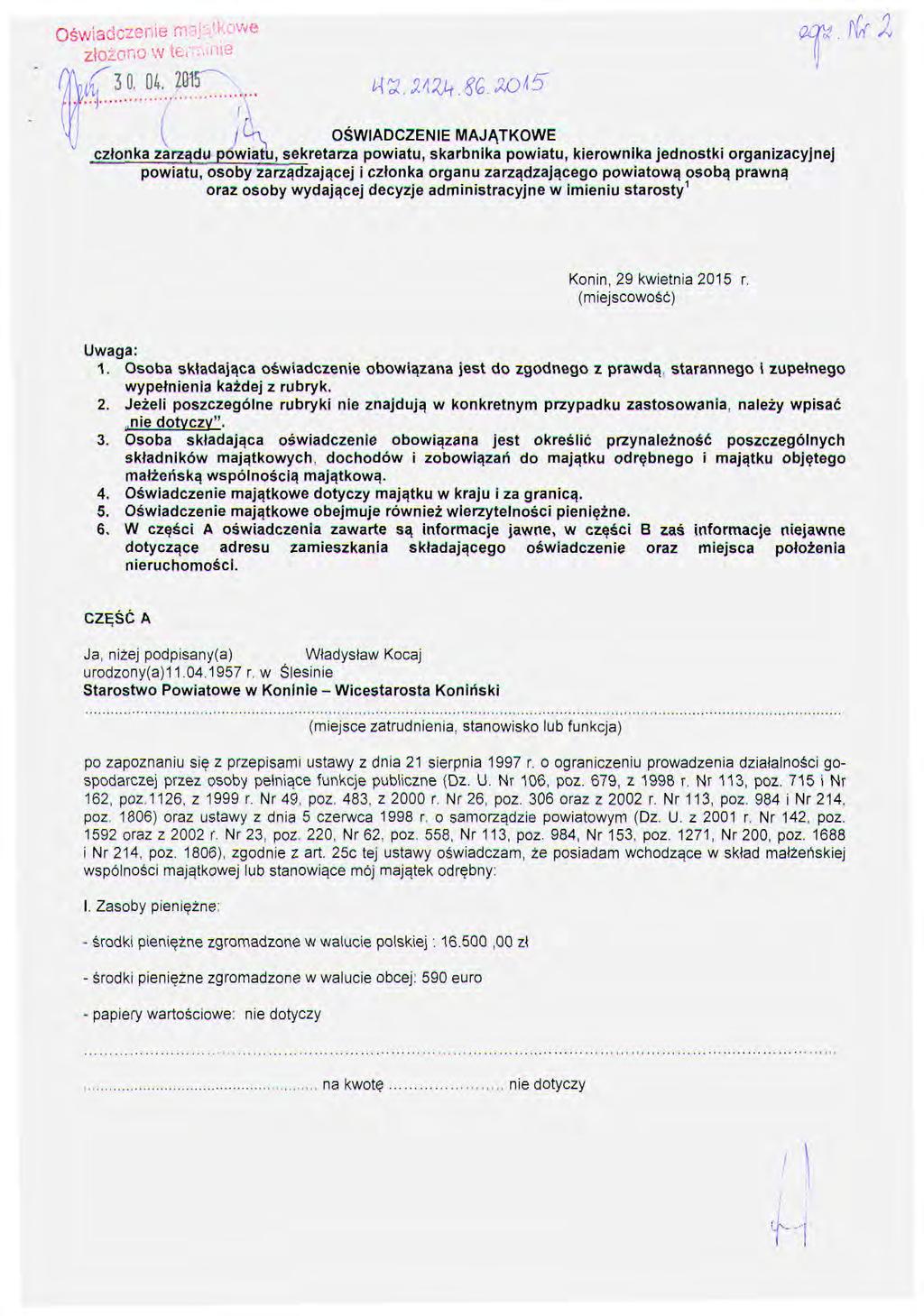 Oświadczenie H'". ' gq$.