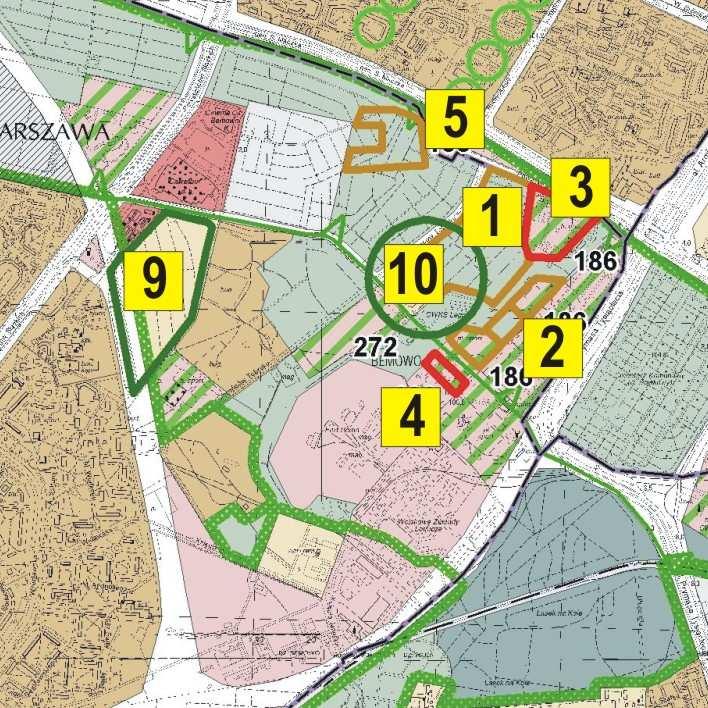 ANALIZA SKŁADANYCH WNIOSKÓW W SPRAWIE ZMIANY STUDIUM - STRUKTURA FUNKCJONALNO-PRZESTRZENNA na mapach oznaczono rejony wniosków w opisach zamieszczono nr wniosku wg rejestru BEMOWO OGÓŁEM WNIOSKÓW 31