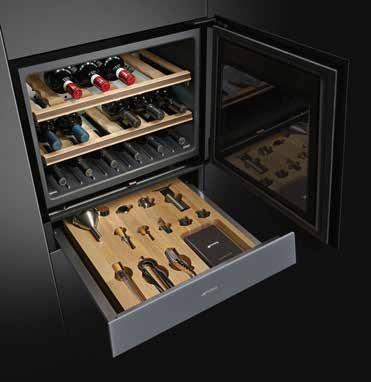 CHłODZIARKA NA WINO SZUFlADA sommelier PODblATOWA CHłODZIARKA NA WINO 45 cm 14 cm 82 cm CVI118RWs2 Srebrne lustro Otwieranie na prawą stronę Wyświetlacz LED Sterowanie dotykowe Touch Control
