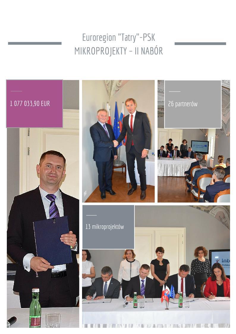 w Preszowie podpisano kolejne umowy na realizację mikroprojektów, które otrzymały dofinansowanie w ramach II naboru projektu parasolowego pt.