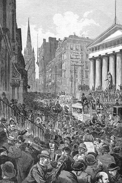 Bank Run on Wall Street - 1884 Masowe wycofywanie depozytów pieniężnych z banków przez ich właścicieli, którzy stracili zaufanie do banku i wpadli w panikę finansową.