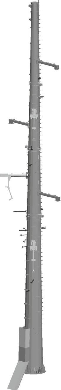 26 Słup jednotorowy mocny leśny serii EWN KKL / Single circuit poles wit a vertical pase conductors arrangement EWN KKL1 type 3,85 1 1 kąt załomu linii / angle of line deviation: 180-140 eigt 1 4,15