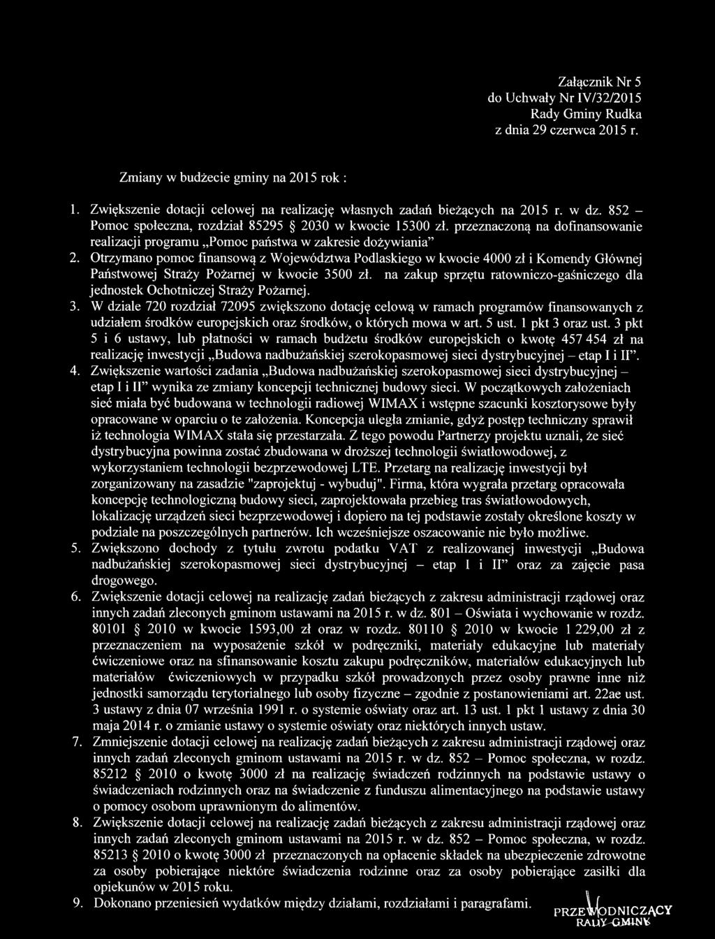 przeznaczoną na dofinansowanie realizacji programu Pomoc państwa w zakresie dożywiania 2.