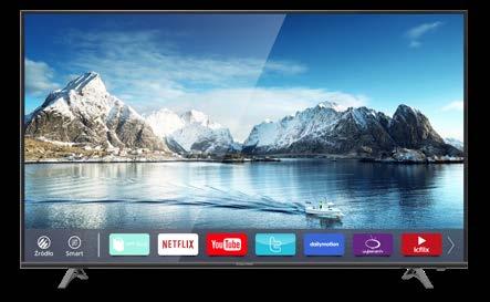 3840x2160 px Ultra HD Podświetlenie: DLED Jasność: 280 cd/m² ± 10% Kontrast: 3000:1 Odświeżanie: 60 Hz Czas reakcji: 9 ms Proporcje obrazu: 16:9 Tuner cyfrowy DTV: DVB-S2/S/T2/T/C HDR 10 Głośniki:
