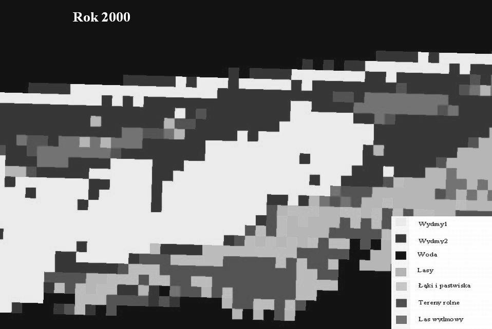 obydwu roczników wygenerowano również obrazy indeksów wegetacji (NDVI) z kanałów MSS 2 (0.60 0.70 µm) i 4 (0.80 1.
