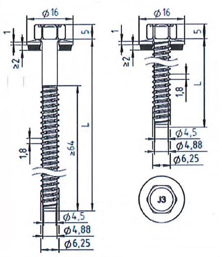 strona 32 Europejskiej Oceny Technicznej S235 do S355 EN 10025-1 EN 10346 HX300LAD do HX460LAD EN 10346 średnica otworu