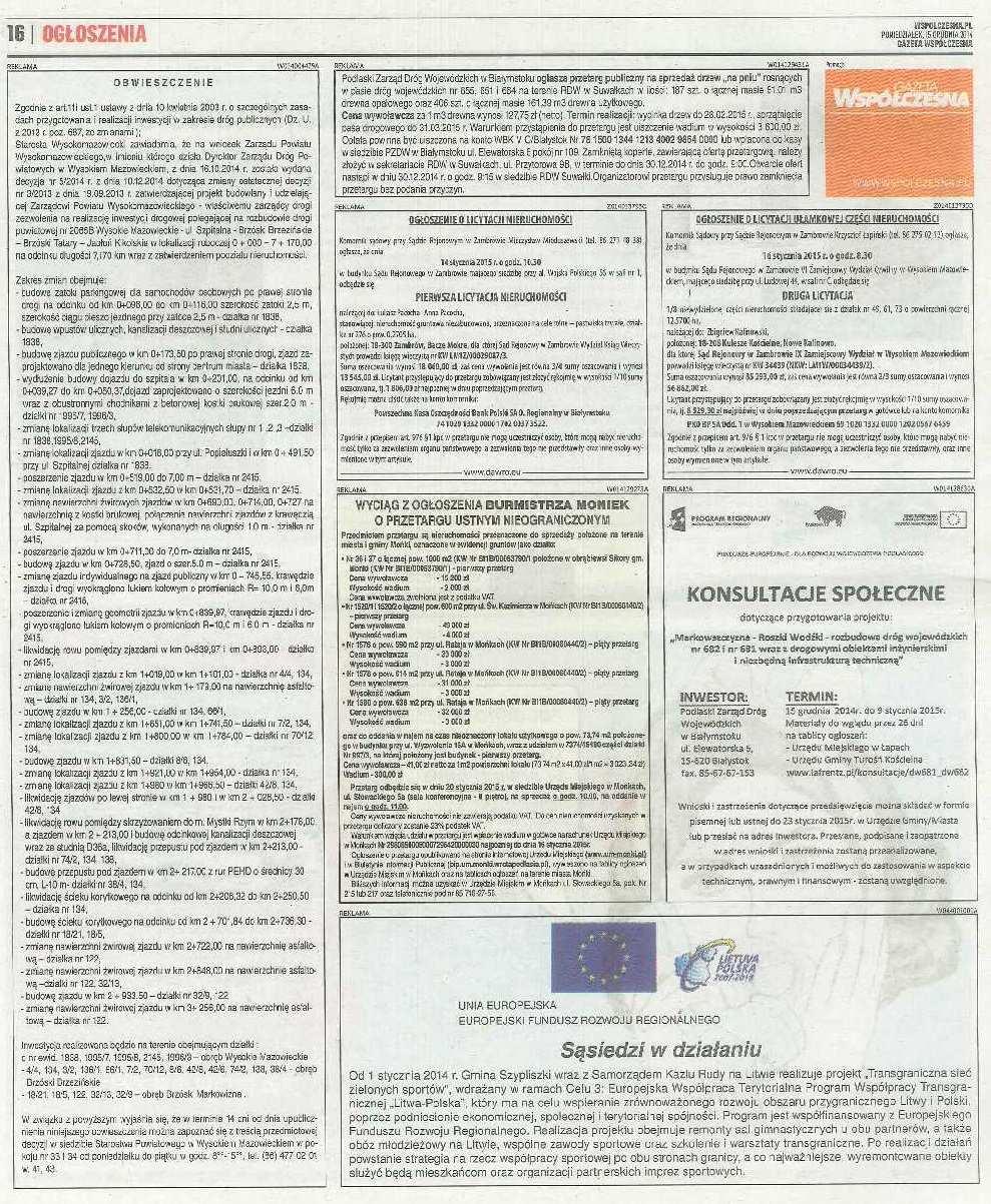 Informacje prasowe o Konsultacjach Społecznych Kurier Poranny