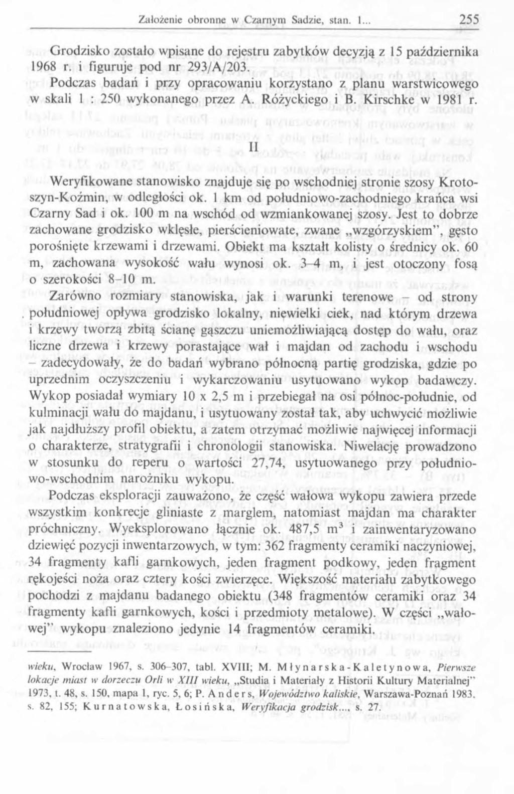 Grodzisko zostało wpisane do rejestru zabytków decyzją z 15 października 1968 r. i figuruje pod nr 293/A/203.