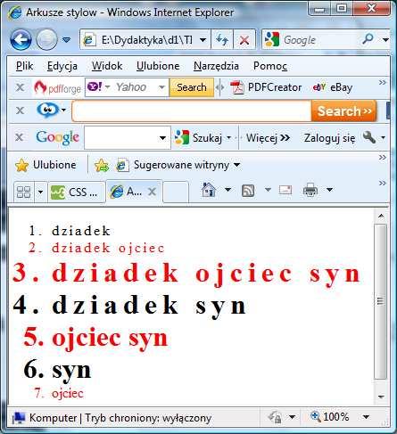 2.1. Dziedziczenie stylów: