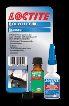 Kleje błyskawiczne ZESTAW LOCTITE 406 / LOCTITE SF 770 błyskawicznie klei trudnosklejalne tworzywa sztuczne.