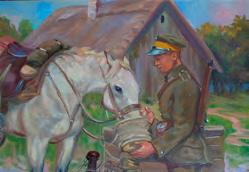 Pa-3223 6. KOSSaK Jerzy Uhlan Watering a Horse, 1936.