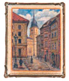 Olej, płótno KaT. Pa-3229 25 21. GranzOW (GranCOW) Gate in the Old Town in Warsaw, c. 1910. Oil, canvas, c.