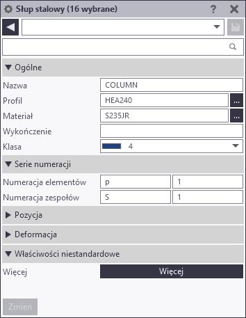 1.2 Nowy sposób edytowania właściwości obiektu modelu W Tekla Structures 2018 większość obiektów modelu ma teraz dostępny panel właściwości w trybie modelowania.