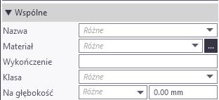 wyświetlane na liście. Jeśli nie ma wspólnych właściwości, panel właściwości jest pusty. Wspólne właściwości można modyfikować w taki sam sposób jak dowolne inne właściwości.