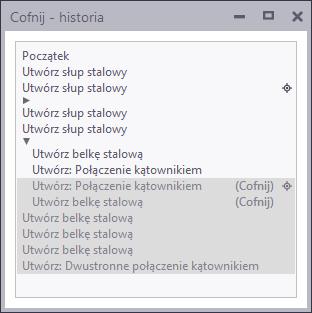 Czynność Procedura Aby usunąć znacznik, ponownie kliknij ikonę znacznika. Okno dialogowe Cofnij - historia zawiera listę uruchomionych poleceń i wprowadzonych modyfikacji.