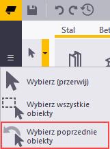 Naciśnij Alt+P. Pole Szybkie uruchamianie pozwala znaleźć polecenie. Polecenie Wybierz poprzednie obiekty jest dostępne zarówno w trybie modelowania, jak i w trybie rysunku.