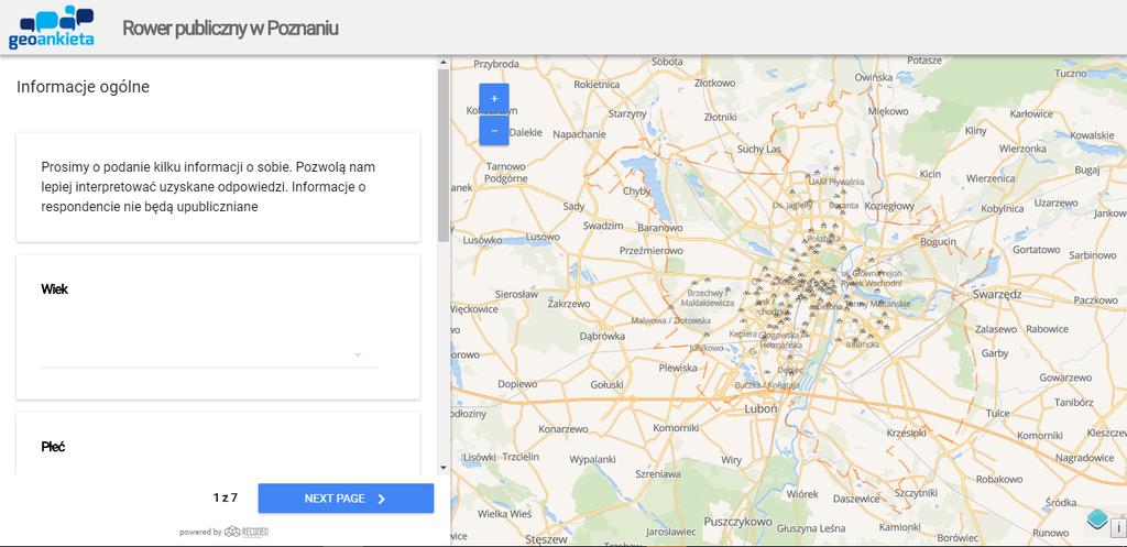Geoankieta Zrzut ekranu z aplikacji