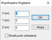 Definicja przy użyciu komend OSNAP i współrzędnych względnych/bezwzględnych: Wybierz punkt startowy, a następnie polecenie dialogowym wpisz współrzędne.