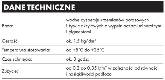 2.4 Podkładowa farba gruntująca pod tynki silikatowe 2.4 Tynk silikatowy jednobarwny 3. SPRZĘT.