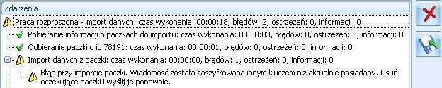 Komunikat oraz pusta lista po wejściu w Narzędzia/ Praca Rozproszona/ Import pokazuje się w sytuacji, gdy Użytkownik nie uzupełnił identyfikatora w System/ Konfiguracja/ Firma/ Ogólne/ Praca