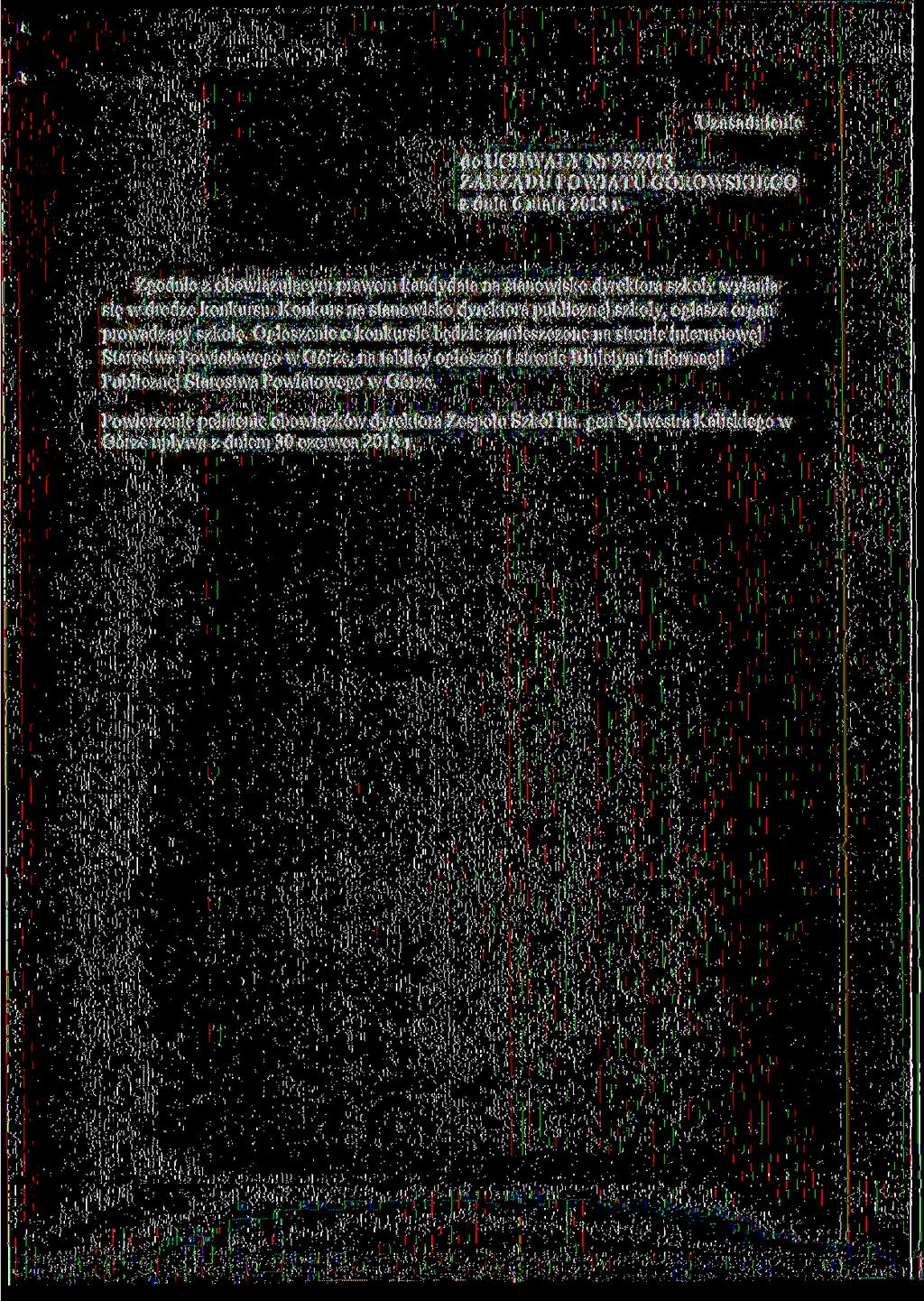 Uzasadnienie do UCHWAŁY Nr 25/2013 Zgodnie z obowiązującym prawem kandydata na stanowisko dyrektora szkoły wyłania się w drodze konkursu.
