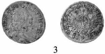 Bawaria, Karol Albert jako ces. Karol VII (1742 1745), 3 krajcary (grosz), 1744, men. Monachium. Av.: CAR VII -D G R I S A, popiersie cesarza w płaszczu i wieńcu laurowym w prawo. Rv.