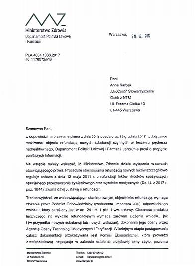 nerwów krzyżowych znalazła się jako świadczenie gwarantowane. Na tę wiadomość UroConti czekało 7 lat!