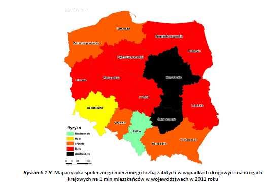 2. GEOGRAFIA WYPADKÓW NA OBSZARZE KRAJU (dane z Narodowego Programu Bezpieczeństwa Ruchu Drogowego 201-2020 ).