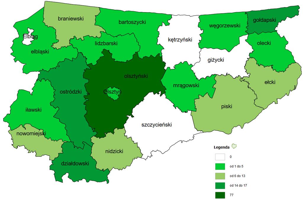 Liczba sprawców przemocy w rodzinie w województwie warmińsko-mazurskim w 2017 r.