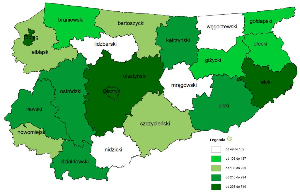 Liczba Niebieskich Kart-A wypełnionych w 2017 r.