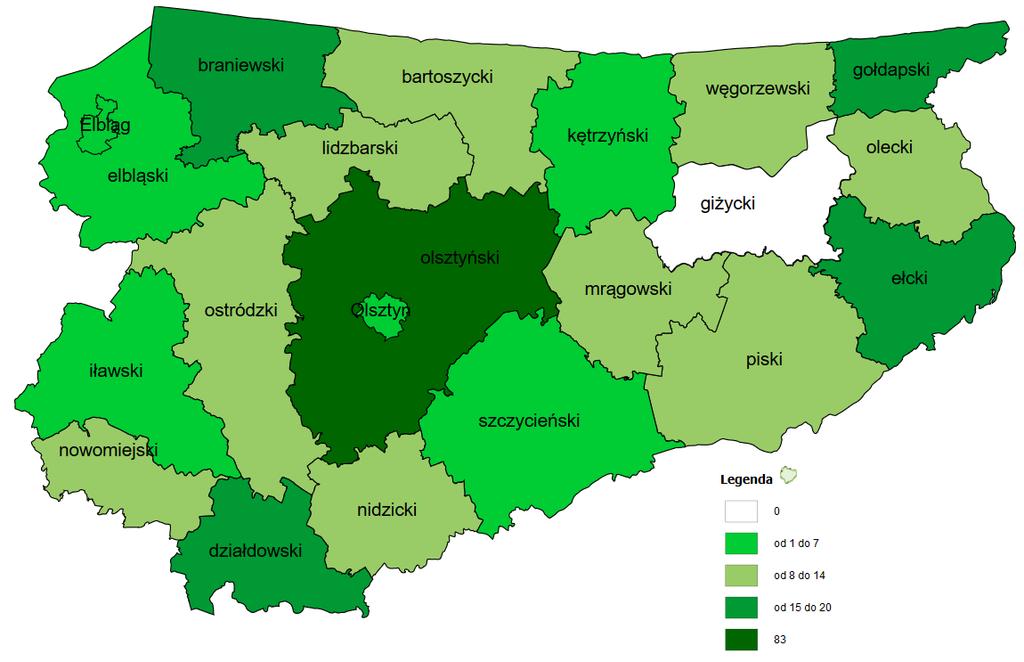 Liczba sprawców przemocy w rodzinie w województwie warmińsko-mazurskim w 2017 r.