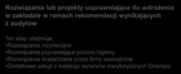 Knowledge Based Services - proces AUDYT ANALIZA ROZWIĄZANIE Rozwiązania lub projekty usprawniające do wdrożenia w zakładzie w ramach rekomendacji wynikających z audytów Ten etap