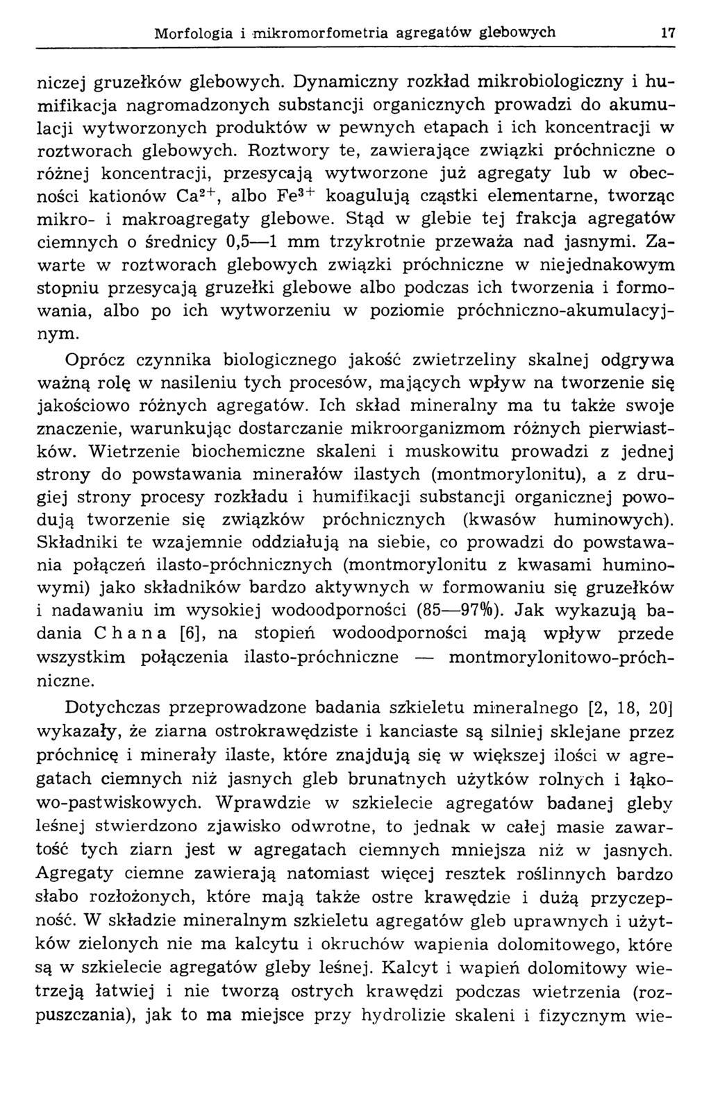 M orfologia i m ikrom orfom etria agregatów glebow ych 17 niczej gruzełków glebowych.