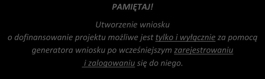 Elementem systemu SYZYF RPO WO 2014-2020 jest generator wniosku o dofinansowanie projektów dla wnioskodawców wraz z panelem użytkownika (Panel Wnioskodawcy).