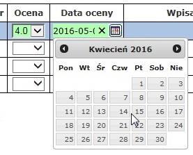 Elektroniczny Katalog Ocen Studenta 8 Rys. 8 Wybór daty oceny Rys. 9 Ustawienie domyślnej daty 4.