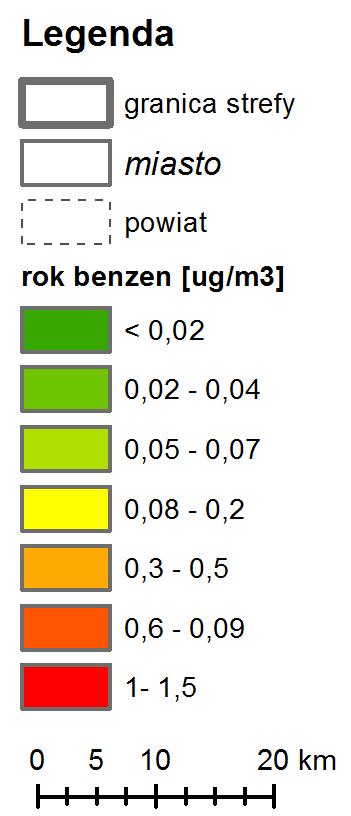 Monitoring powietrza atmosferycznego 3. Benzen Badania zanieczyszczenia powietrza benzenem prowadzone były na 8 stacjach pomiarowych.