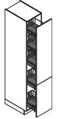 15, 30, 40, 45, 50 lub 60 cm Spiżarniana z frontami z aluminium i szybą, półki szklane szerokość: 40, 45, 50 lub 60 cm