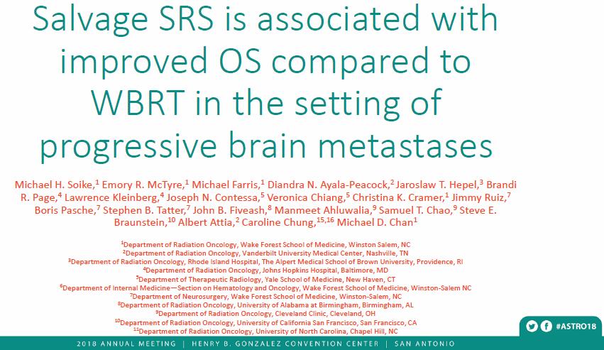 BM - ratująca RT; SRS vs WBRT Przeżycie chorych uzależnione od BMV (brain mets